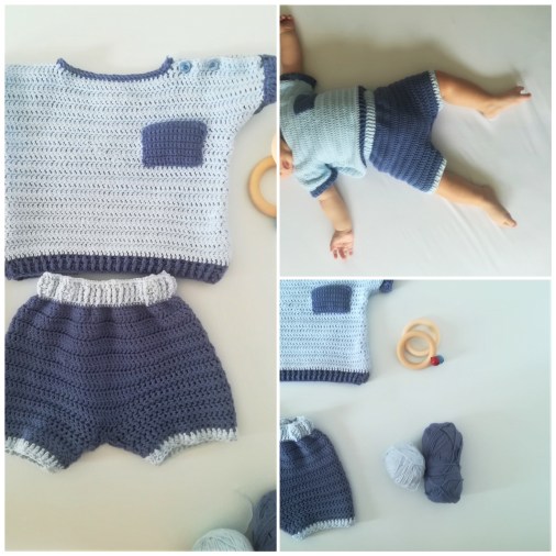 Conjunto de pantalón y jersey de ganchillo talla de 6 a 9 meses